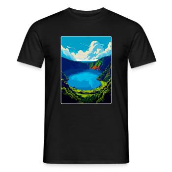 The Azores Portugal Vintage Travel Poster Souvenir - Men's T-Shirt - black - Front - AI Model Male 178 light (178cm)