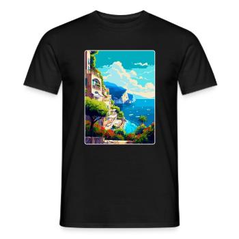 Capri Italy Vintage Travel Poster WPA Art Souvenir - Men's T-Shirt - black - Front - AI Model Male 178 light (178cm)