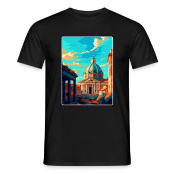 Rome Italy Vintage Travel Poster Souvenir Postcard - Men's T-Shirt - black - Front - AI Model Male 178 light (178cm)