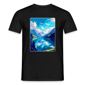 Lac des Quatre-Cantons, Suisse, Affiche de voyage vintage WPA - T-shirt homme - noir - Devant - AI Model Male 178 light (178cm)