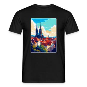 Brno République tchèque Poster de voyage vintage souvenir - T-shirt homme - noir - Devant - AI Model Male 178 light (178cm)