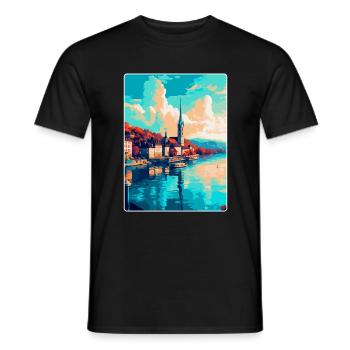 Zurich Suisse Affiche de voyage vintage souvenir - T-shirt homme - noir - Devant - AI Model Male 178 light (178cm)