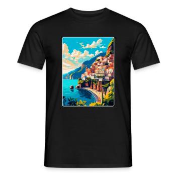 Amalfi Italie Affiche de voyage vintage WPA Souvenir - T-shirt homme - noir - Devant - AI Model Male 178 light (178cm)