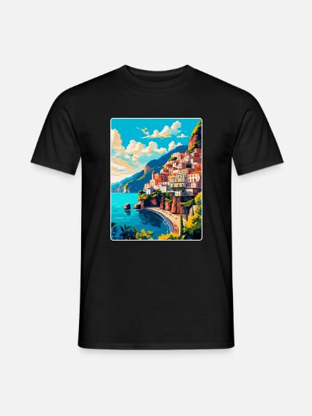 Amalfi Italien Vintage Reiseposter WPA Souvenir - Männer T-Shirt - Schwarz
