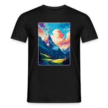 Grindelwald Switzerland Vintage Travel Poster WPA - Men's T-Shirt - black - Front - AI Model Male 178 light (178cm)