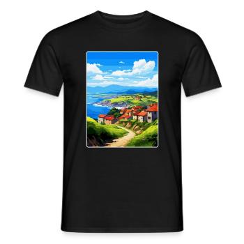 Basque Country Spain Vintage Travel Poster WPA Art - Men's T-Shirt - black - Front - AI Model Male 178 light (178cm)