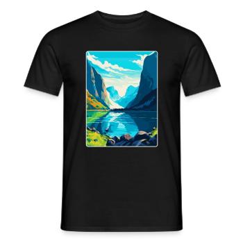 Die Fjorde Norwegen Vintage Reiseplakat Souvenir - Männer T-Shirt - Schwarz - Vorne - AI Model Male 178 light (178cm)