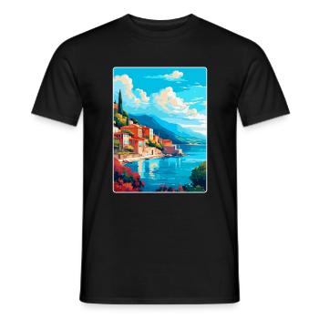 Kefalonia Griechenland Vintage Reiseplakat Souvenir - Männer T-Shirt - Schwarz - Vorne - AI Model Male 178 light (178cm)