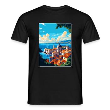 Dubrovnik Croatie Poster de voyage vintage souvenir - T-shirt homme - noir - Devant - AI Model Male 178 light (178cm)