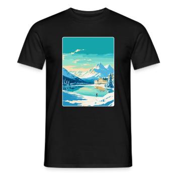 St Moritz Suisse Affiche de voyage vintage WPA - T-shirt homme - noir - Devant - AI Model Male 178 light (178cm)
