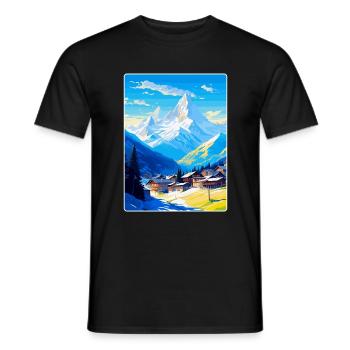 Chamonix France Vintage Travel Poster Souvenir WPA - Men's T-Shirt - black - Front - AI Model Male 178 light (178cm)