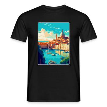 Marseille Frankreich Vintage Reiseplakat Souvenir - Männer T-Shirt - Schwarz - Vorne - AI Model Male 178 light (178cm)