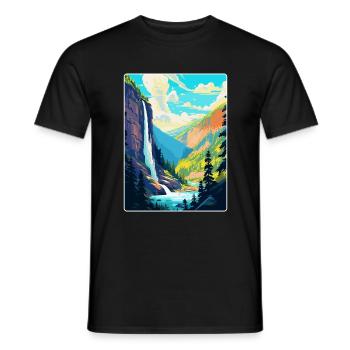 Reichenbach Falls Schweiz Reiseplakat WPA - Männer T-Shirt - Schwarz - Vorne - AI Model Male 178 light (178cm)