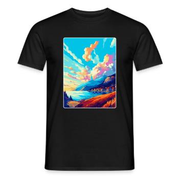 Bergen Norway Vintage Travel Poster WPA Souvenir - Men's T-Shirt - black - Front - AI Model Male 178 light (178cm)