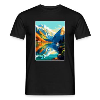Die Fjorde Norwegen Vintage Reiseplakat Souvenir - Männer T-Shirt - Schwarz - Vorne - AI Model Male 178 light (178cm)