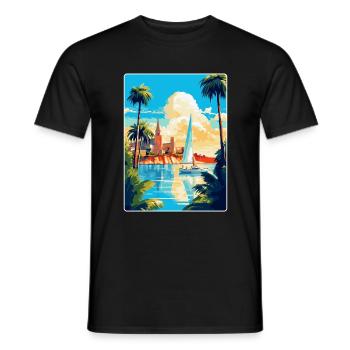 Palma De Mallorca Spain Vintage Travel Poster WPA - Men's T-Shirt - black - Front - AI Model Male 178 light (178cm)