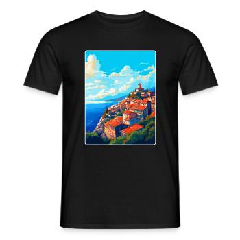 Eze France Vintage Travel Poster Souvenir Souvenir - Men's T-Shirt - black - Front - AI Model Male 178 light (178cm)