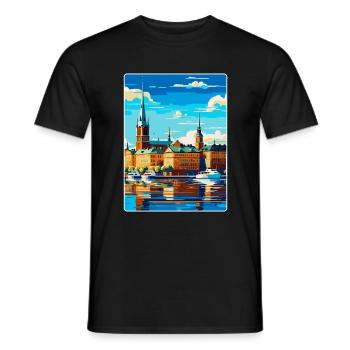 Stockholm Schweden Vintage Reiseplakat Souvenir - Männer T-Shirt - Schwarz - Vorne - AI Model Male 178 light (178cm)