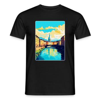 Turin Italy Vintage Travel Poster WPA Art Souvenir - Men's T-Shirt - black - Front - AI Model Male 178 light (178cm)