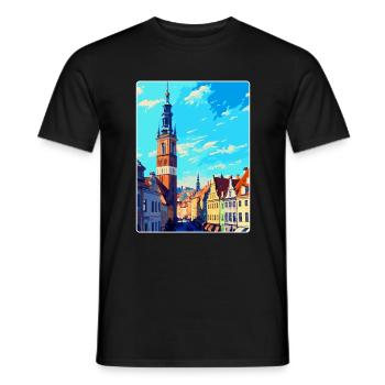 Breslau Polen Vintage Reiseplakat Souvenir WPA - Männer T-Shirt - Schwarz - Vorne - AI Model Male 178 light (178cm)
