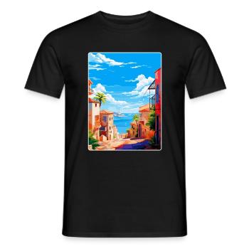 Palma Nova Spain Vintage Travel Poster Souvenir - Men's T-Shirt - black - Front - AI Model Male 178 light (178cm)