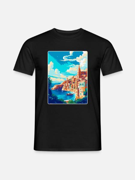 Valletta Malta Vintage Plakat Podróżniczy Pamiątka WPA - T-shirt męski - czarny