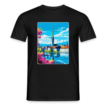 Zurich Suisse Affiche de voyage vintage souvenir - T-shirt homme - noir - Devant - AI Model Male 178 light (178cm)