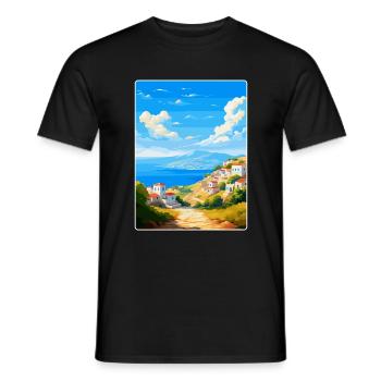 Kea Griechenland Vintage Reiseplakat Souvenir Souvenir - Männer T-Shirt - Schwarz - Vorne - AI Model Male 178 light (178cm)