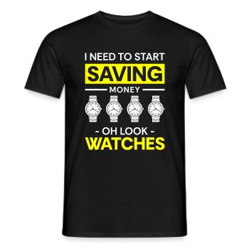 Uhrensammler Hobby Luxusuhren Schweizer - Männer T-Shirt - Schwarz - Vorne - AI Model Male 178 light (178cm)