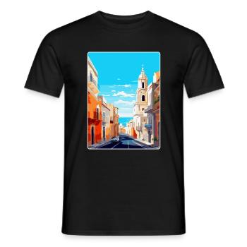 Cadix Espagne Affiche de voyage vintage WPA Art Souvenir - T-shirt homme - noir - Devant - AI Model Male 178 light (178cm)
