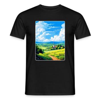Odenwald Allemagne Poster de voyage vintage souvenir - T-shirt homme - noir - Devant - AI Model Male 178 light (178cm)