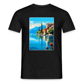 Gardasee Italien Vintage Reiseplakat Souvenir - Männer T-Shirt - Schwarz - Vorne - AI Model Male 178 light (178cm)