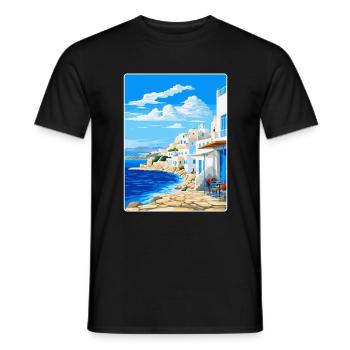 Mykonos Griechenland Vintage Reiseplakat Souvenir WPA - Männer T-Shirt - Schwarz - Vorne - AI Model Male 178 light (178cm)
