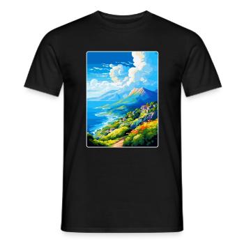 Mont Pélion Grèce Affiche de voyage vintage souvenir - T-shirt homme - noir - Devant - AI Model Male 178 light (178cm)
