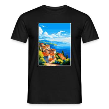 Samos Griechenland Vintage Reiseposter WPA Souvenir - Männer T-Shirt - Schwarz - Vorne - AI Model Male 178 light (178cm)
