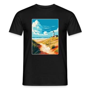 Insel Sylt Deutschland Vintage Reiseplakat Souvenir - Männer T-Shirt - Schwarz - Vorne - AI Model Male 178 light (178cm)