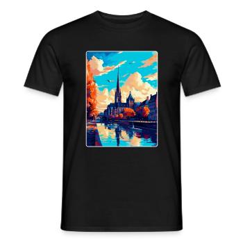 Bonn Allemagne Affiche de voyage vintage WPA Souvenir - T-shirt homme - noir - Devant - AI Model Male 178 light (178cm)