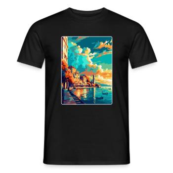 Thessalonique Grèce Affiche de voyage vintage souvenir - T-shirt homme - noir - Devant - AI Model Male 178 light (178cm)