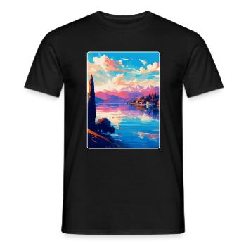 Lago Maggiore Schweiz Vintage Reiseplakat - Männer T-Shirt - Schwarz - Vorne - AI Model Male 178 light (178cm)