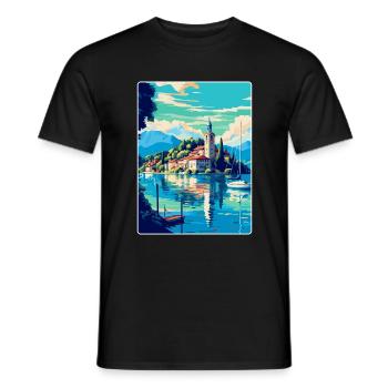 Worthersee Autriche Affiche de voyage vintage souvenir - T-shirt homme - noir - Devant - AI Model Male 178 light (178cm)