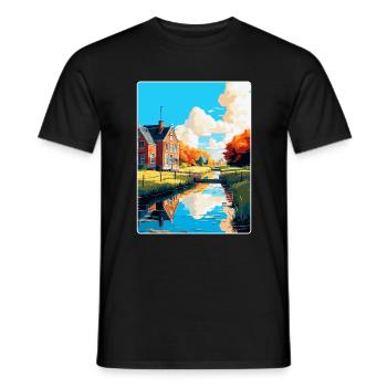 Uitgeest Netherlands Vintage Travel Poster WPA Art - Men's T-Shirt - black - Front - AI Model Male 178 light (178cm)