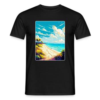 Strand Podrace Kroatien Vintage Reiseposter WPA - Männer T-Shirt - Schwarz - Vorne - AI Model Male 178 light (178cm)