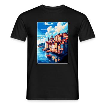 Porto Portugal Vintage Reiseplakat Souvenir WPA - Männer T-Shirt - Schwarz - Vorne - AI Model Male 178 light (178cm)