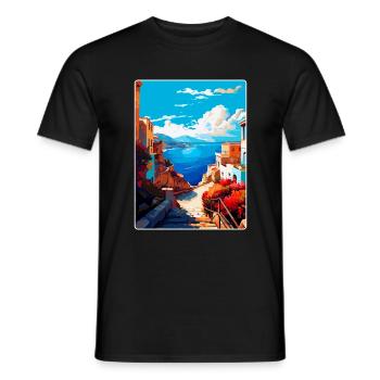 Crète Grèce Affiche de voyage vintage WPA Souvenir - T-shirt homme - noir - Devant - AI Model Male 178 light (178cm)