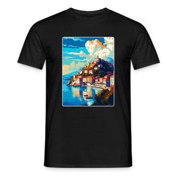 Kavala Grèce Vintage Affiche de voyage WPA Souvenir - T-shirt homme - noir - Devant - AI Model Male 178 light (178cm)