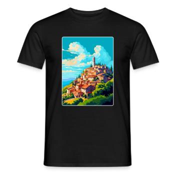 Motovun Kroatien Vintage Reiseplakat Souvenir WPA - Männer T-Shirt - Schwarz - Vorne - AI Model Male 178 light (178cm)