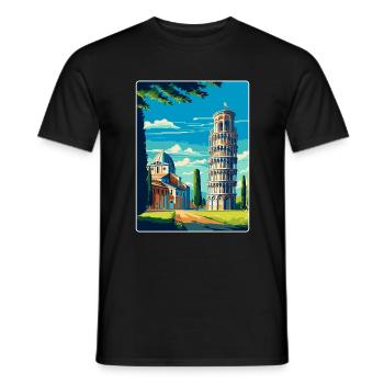 Pisa Italien Vintage Reiseplakat Souvenir Souvenir - Männer T-Shirt - Schwarz - Vorne - AI Model Male 178 light (178cm)