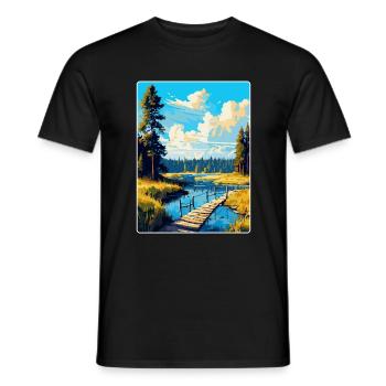 Bory Tucholskie Poland Vintage Travel Poster WPA - Men's T-Shirt - black - Front - AI Model Male 178 light (178cm)
