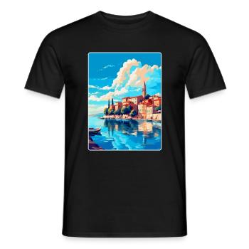 Novigrad Kroatien Vintage Reise Poster Souvenir - Männer T-Shirt - Schwarz - Vorne - AI Model Male 178 light (178cm)