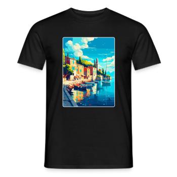 Cres Croatie Vintage Voyage Poster WPA Souvenir - T-shirt homme - noir - Devant - AI Model Male 178 light (178cm)